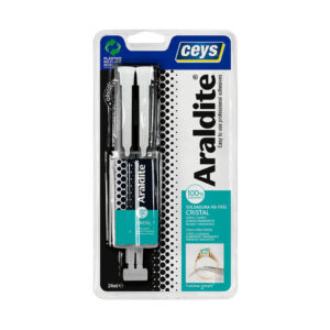 Adhesivo bicomponente Araldite cristal jeringa transparente 24ml