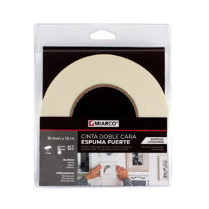 Cinta doble cara espuma fuerte blanca 19mmx10m interiores MIARCO