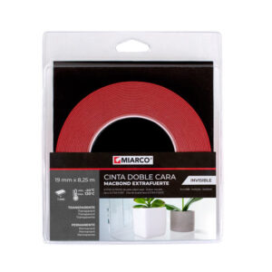 Cinta doble cara Macbond extra fuerte invisible 19mmx8,25m MIARCO