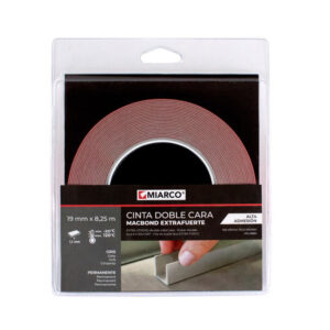 Cinta doble cara Macbond extrafuerte gruesa gris 19mmx8,25m MIARCO