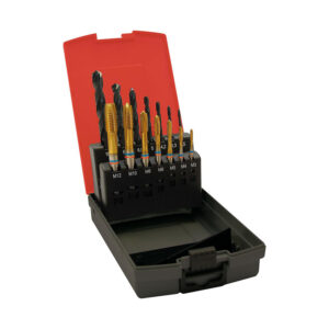 Juego de machos roscar a máquina para agujero pasante DIN371 HSSE M3-M12 tándem con brocas